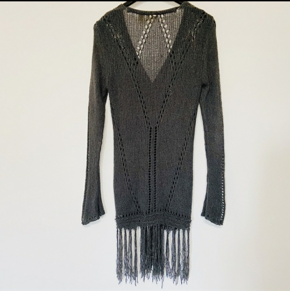 Daytrip Grey Cardigan / Duster with Fringe Hem - Picture 2 of 6